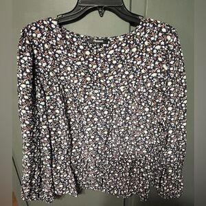 Madewell Floral Print Blouse - Navy and White